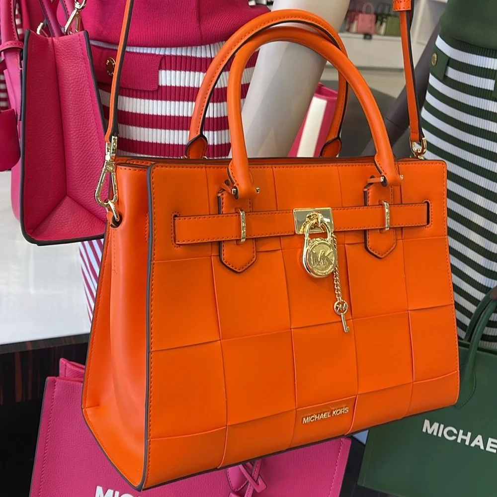 MICHAEL KORS HAMILTON MEDIUM SATCHEL 
 COLOR: POPPY 
NWT - Picture 3 of 16